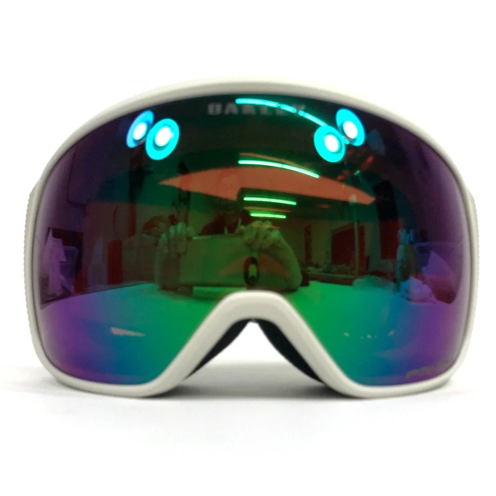 Oakley White Frame Mirrored Green Purple Lens Ski Goggles